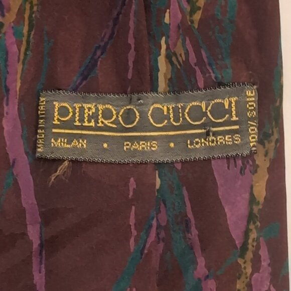 PIERO GUCCI Gray Flower Print Silk Tie Made In Italy 57- Pierro Gucci Tie